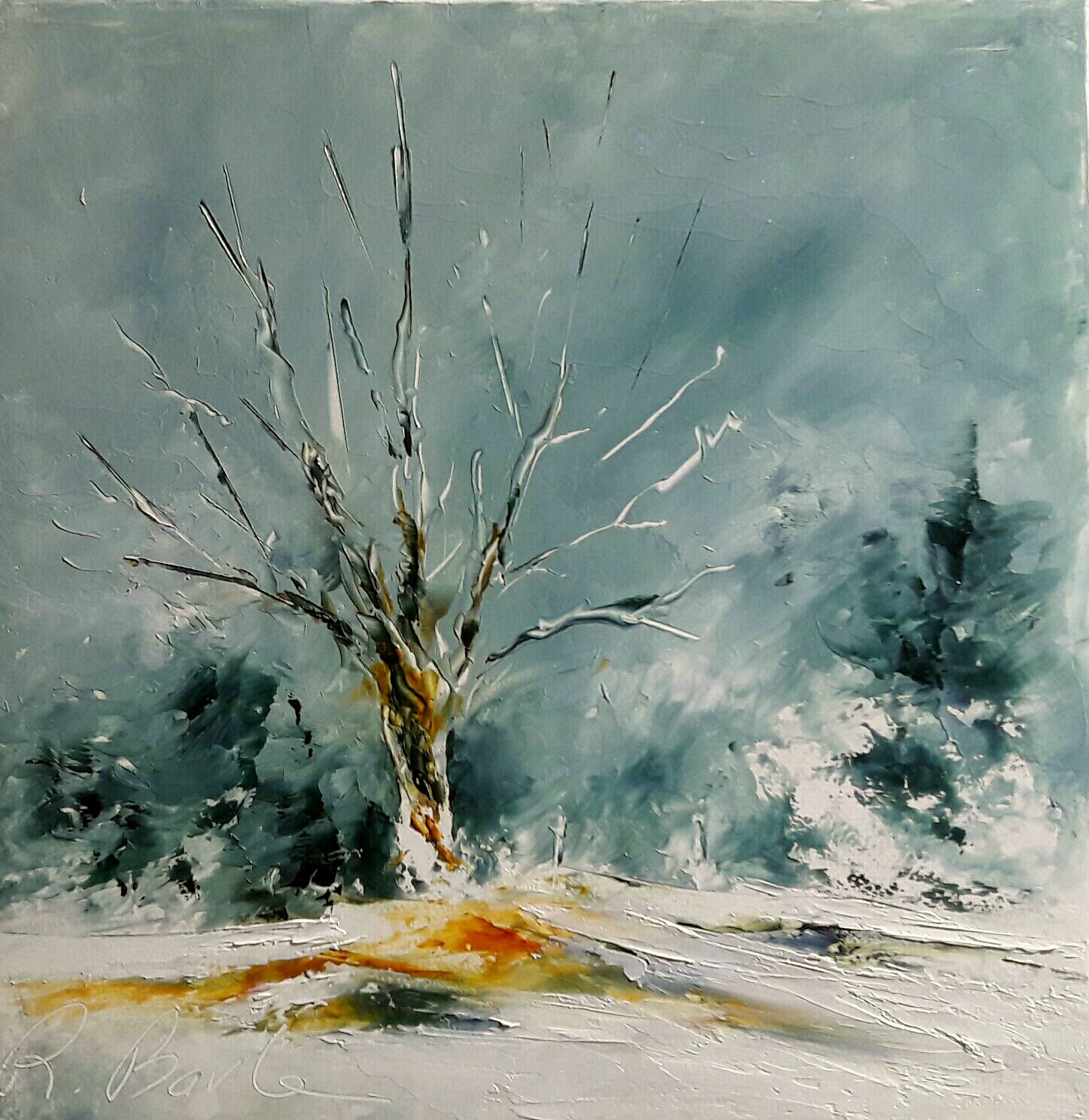 Chêne sous la neige